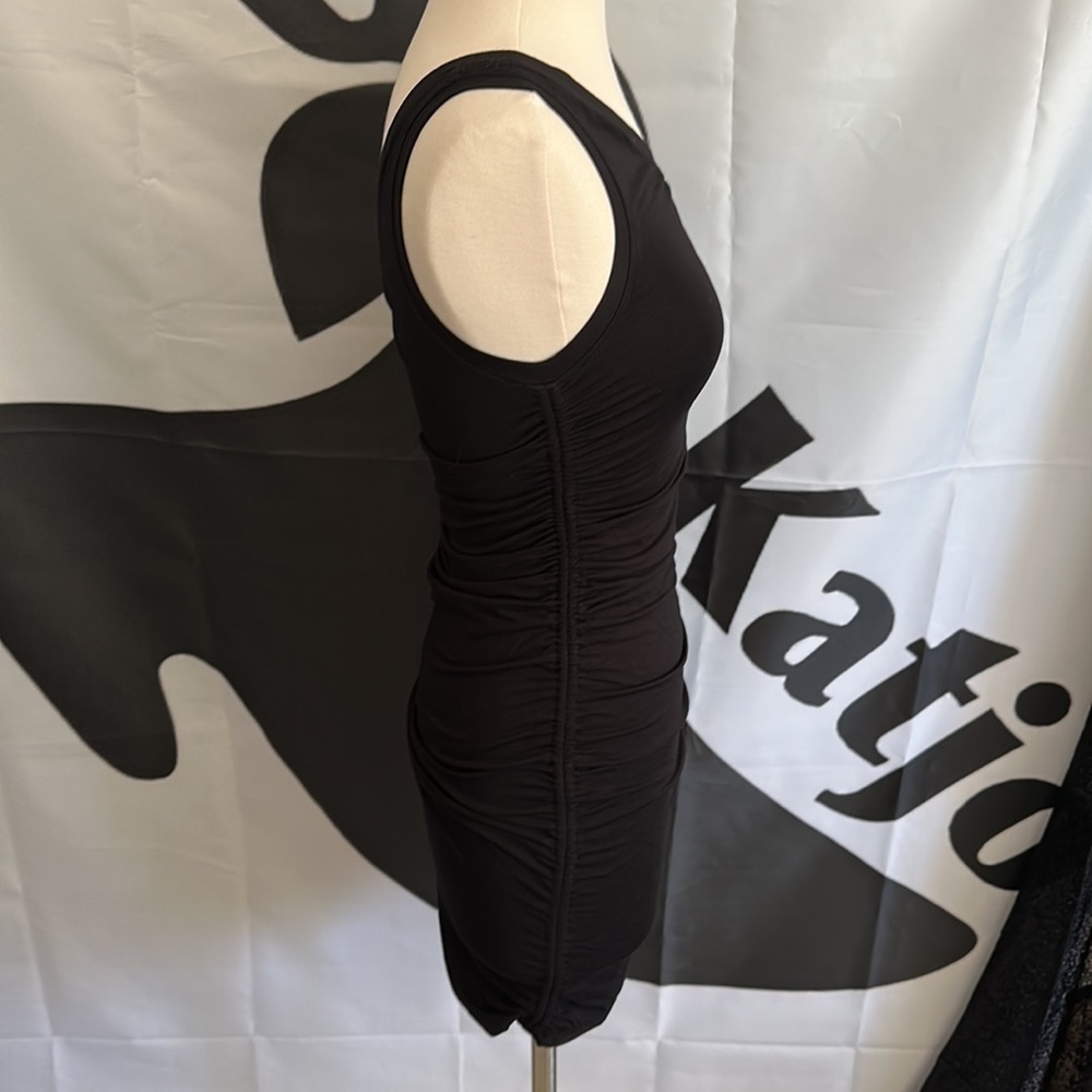 GOOD American Good Touch Ruched One Shoulder Mini Dress Black Size Medium - Picture 11 of 12